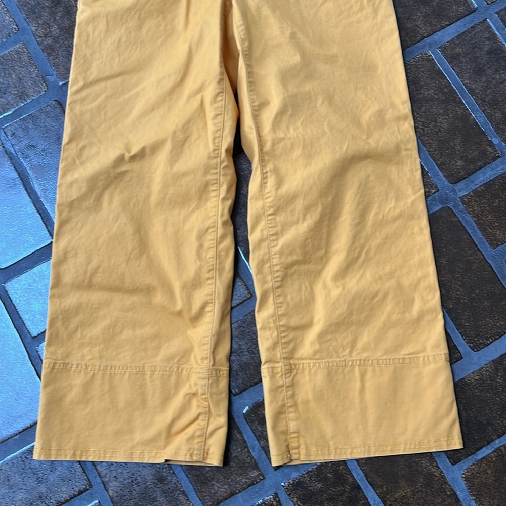 LOFT Mustard Yellow High Rise Tie Waist Cropped Wide Leg Pant - Picture 6 of 12